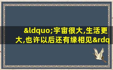 “宇宙很大,生活更大,也许以后还有缘相见”