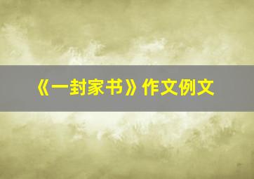 《一封家书》作文例文