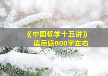 《中国哲学十五讲》读后感800字左右