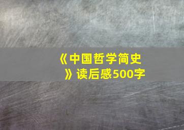 《中国哲学简史》读后感500字