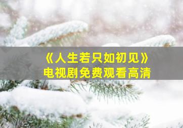 《人生若只如初见》电视剧免费观看高清