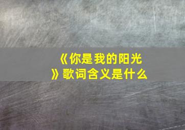 《你是我的阳光》歌词含义是什么