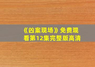 《凶案现场》免费观看第12集完整版高清