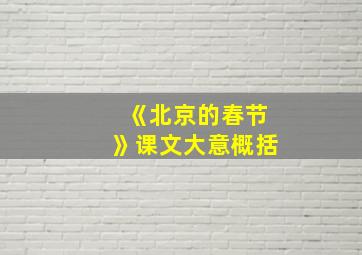 《北京的春节》课文大意概括