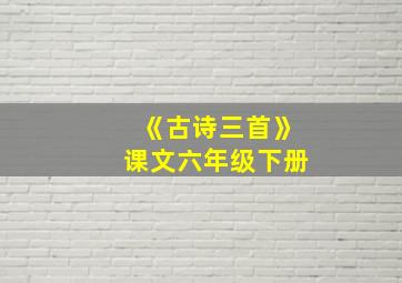 《古诗三首》课文六年级下册