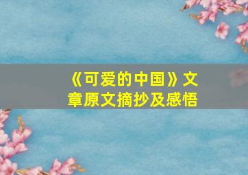 《可爱的中国》文章原文摘抄及感悟