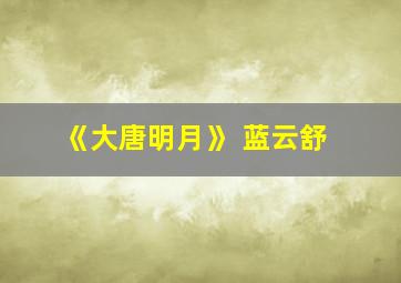 《大唐明月》 蓝云舒