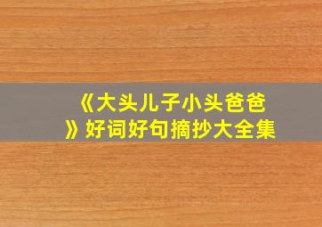 《大头儿子小头爸爸》好词好句摘抄大全集