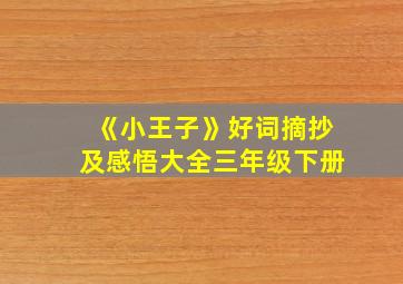 《小王子》好词摘抄及感悟大全三年级下册