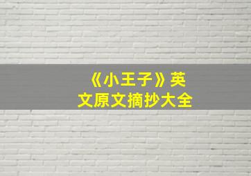 《小王子》英文原文摘抄大全