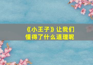 《小王子》让我们懂得了什么道理呢