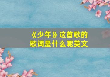 《少年》这首歌的歌词是什么呢英文