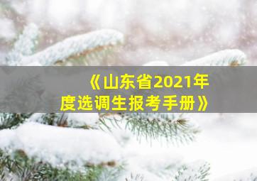 《山东省2021年度选调生报考手册》