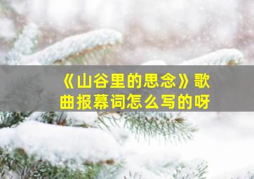 《山谷里的思念》歌曲报幕词怎么写的呀