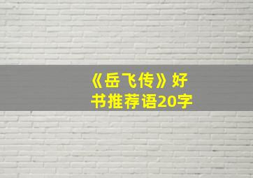 《岳飞传》好书推荐语20字