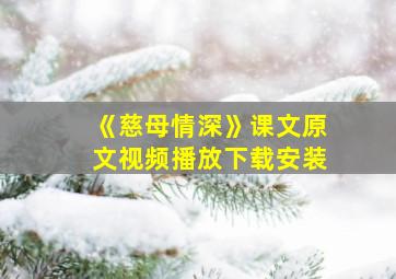 《慈母情深》课文原文视频播放下载安装