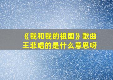 《我和我的祖国》歌曲王菲唱的是什么意思呀