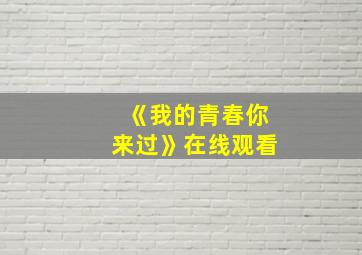 《我的青春你来过》在线观看