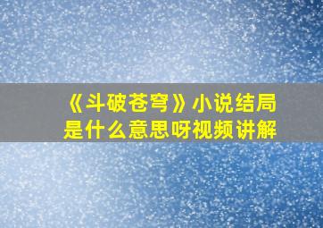 《斗破苍穹》小说结局是什么意思呀视频讲解