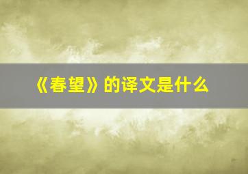 《春望》的译文是什么