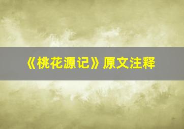 《桃花源记》原文注释