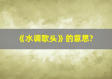 《水调歌头》的意思?