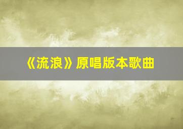 《流浪》原唱版本歌曲