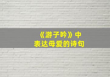 《游子吟》中表达母爱的诗句