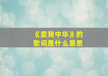 《爱我中华》的歌词是什么意思