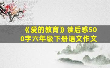 《爱的教育》读后感500字六年级下册语文作文