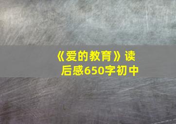 《爱的教育》读后感650字初中