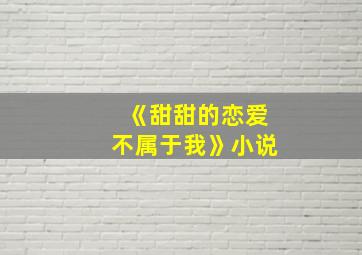 《甜甜的恋爱不属于我》小说