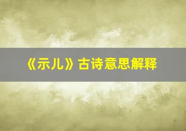 《示儿》古诗意思解释