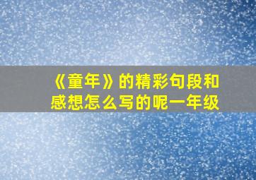 《童年》的精彩句段和感想怎么写的呢一年级