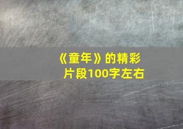 《童年》的精彩片段100字左右