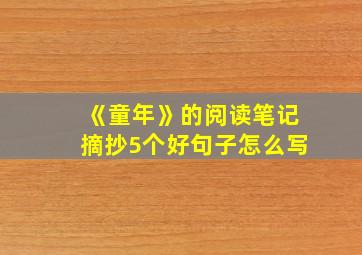 《童年》的阅读笔记摘抄5个好句子怎么写