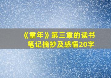 《童年》第三章的读书笔记摘抄及感悟20字