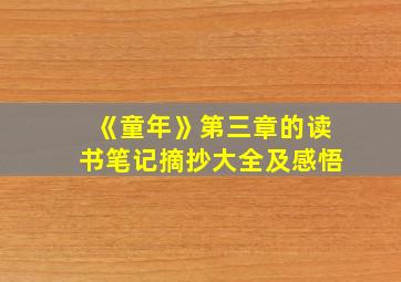 《童年》第三章的读书笔记摘抄大全及感悟