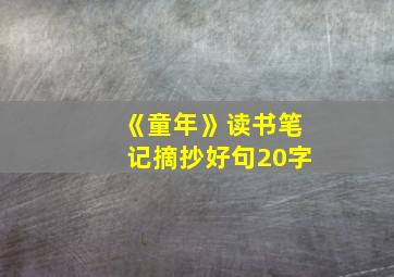 《童年》读书笔记摘抄好句20字