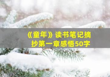 《童年》读书笔记摘抄第一章感悟50字