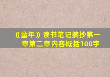 《童年》读书笔记摘抄第一章第二章内容概括100字