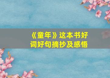 《童年》这本书好词好句摘抄及感悟