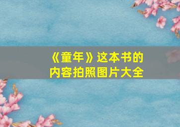 《童年》这本书的内容拍照图片大全