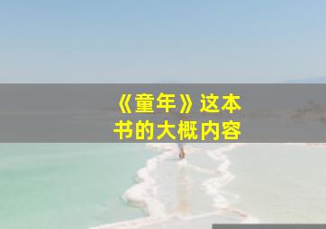 《童年》这本书的大概内容