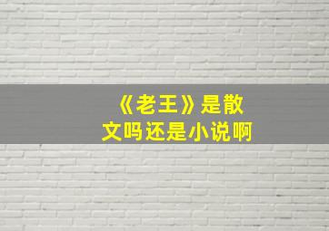 《老王》是散文吗还是小说啊