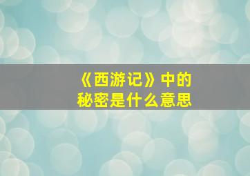 《西游记》中的秘密是什么意思