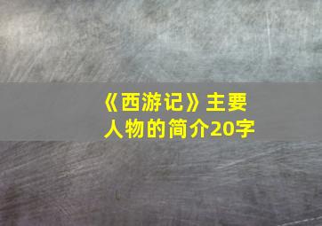 《西游记》主要人物的简介20字