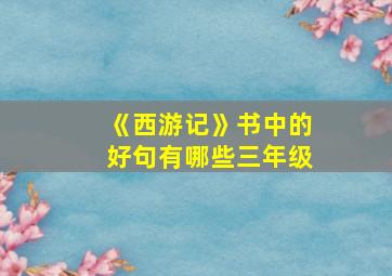 《西游记》书中的好句有哪些三年级