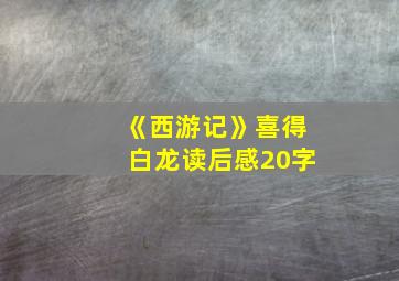 《西游记》喜得白龙读后感20字