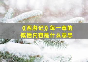 《西游记》每一章的概括内容是什么意思